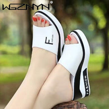 Load image into Gallery viewer, Women&#39;s Wedges Leather Sandals Platform Shoes
