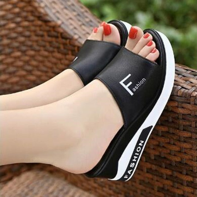 Women's Wedges Leather Sandals Platform Shoes