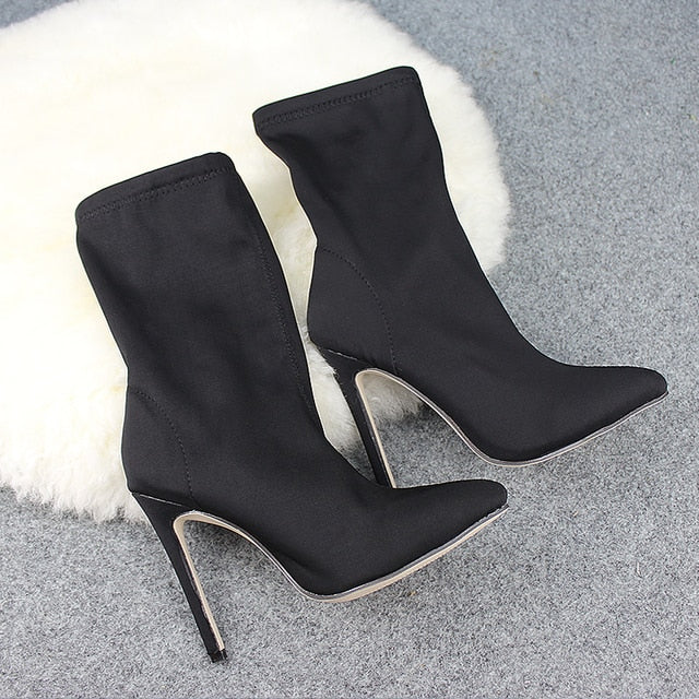 Women Pointed Toe Elastic Boots