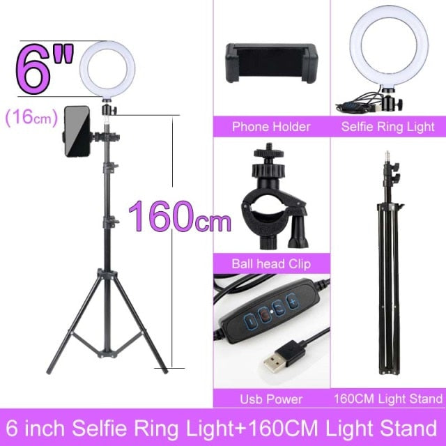 6/10/12 Inch Dimmable LED Selfie Ring