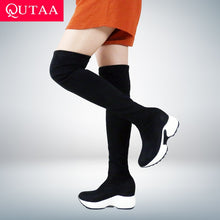 Load image into Gallery viewer, QUTAA Stretch Fabrics Over The Knee Boots
